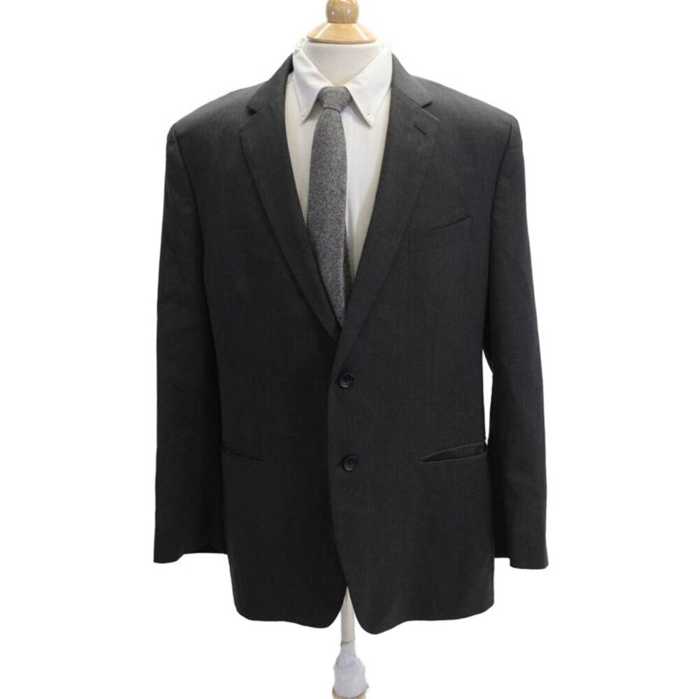 Lanificio Men's Suit Jacket Dark Gray Wool Button Solid Size 46